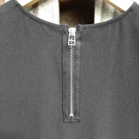 Madewell Black Mini Dress Leather Pocket T-Shirt High-low Dress Exposed Zip XS - Picture 13 of 13